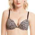 thumbnail image 1 of Wingslove Womens Push-up Bra Deep V Plunge Underwire T-Shirt Bra, Leopard Print 36D, 1 of 7