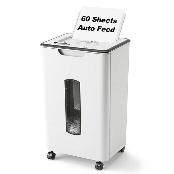 Wingwise Paper Shredder, 60 Sheets P4 Cross Cut Shredder, 5.8 Gallon Bin, CD/Credit Card Portable desktop use