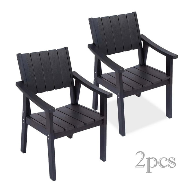 Wingyz Outdoor Patio Furniture Set, All Weather Plastic Dining Chairs 2PCS, Black