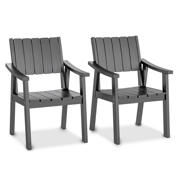 Wingyz Dining Chairs Set of 2, All Weather Outdoor/ Indoor Plastic Furniture Set, Grey