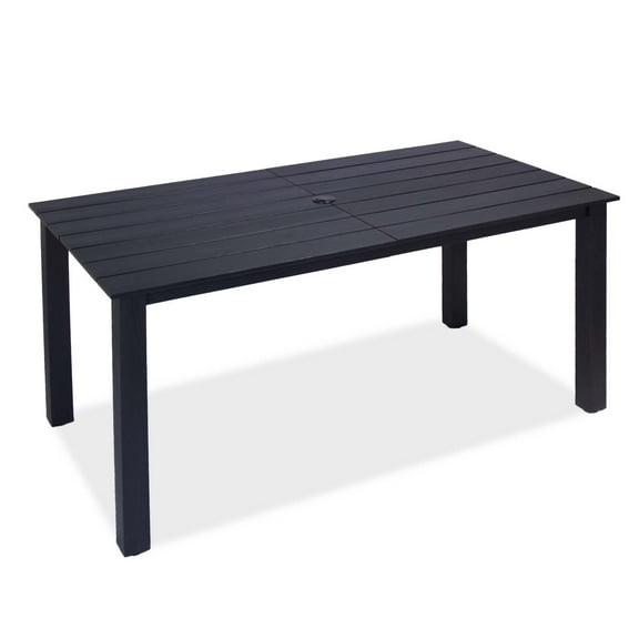 Wingyz Outside Dining Table with Umbrella Hole, Patio Dining Table 1PC, Black