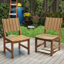 Wingyz Outdoor Dining Chair - Set of 2, Plastic Outdoor Dining Side Chairs, Wood color