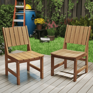 Wingyz Outdoor Dining Chair - Set of 2, Plastic Outdoor Dining Side Chairs, Wood color