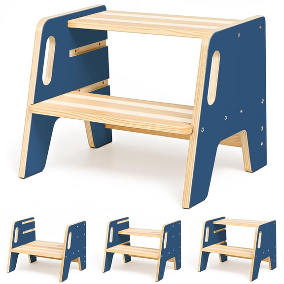 Wingyz Wooden Toddler Step Stool, 3-Height Adjustable Step Stools for Kids with Handles,Potty Stepstool for Bathroom Sink, Kitchen and Bedroom,Gift for Toddlers 1-3 Y101