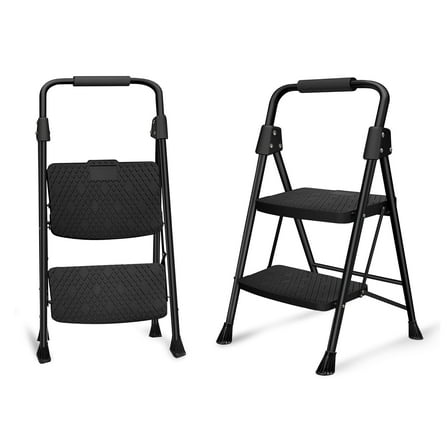 Winholder Step Stool Folding 2 Step Ladder with Wide Anti-Slip Pedal Convenient Handgrip Lightweight 330lbs Sturdy Portable Household Ladder