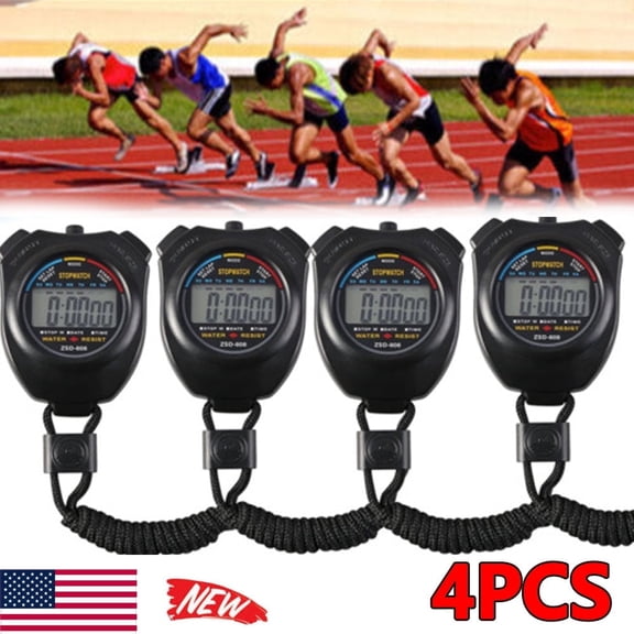 4Pcs Digital Stopwatch Sports Counter Chronograph Date Timer Odometer Watch US