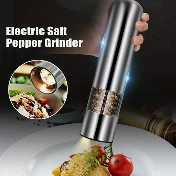 Winholder Automatic Electric Salt Pepper Grinder LED, Adjustable Coarseness, Stainless Steel, Sliver
