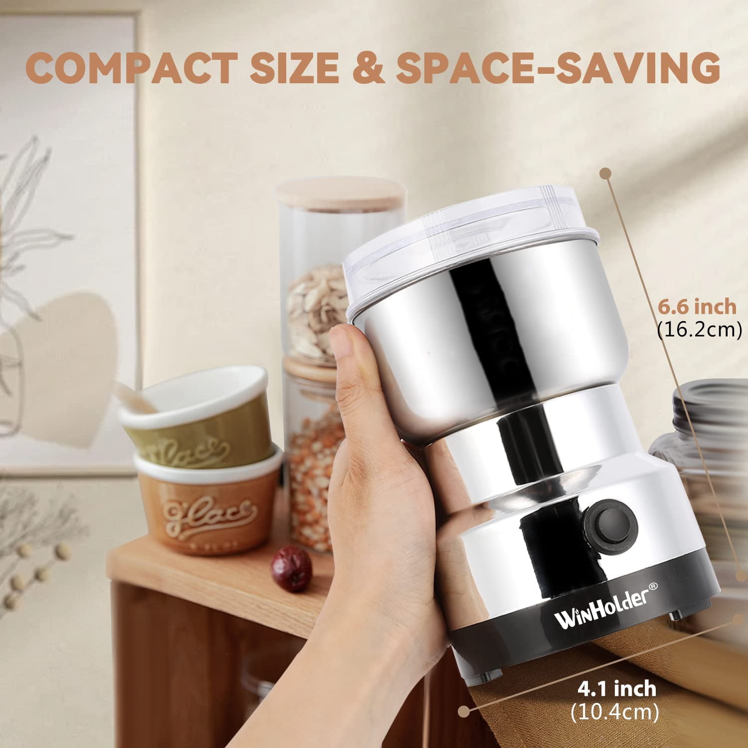 Winholder Electric Coffee Grinder Stainless Steel Cereals Grains Bean