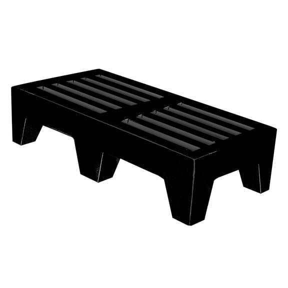Winholt Equipment DPLSQ-4-1222-BK Dunnage Rack, Perforated, 1-tier, 22" wide, 48" long, 12" high, solid one piece plastic construction