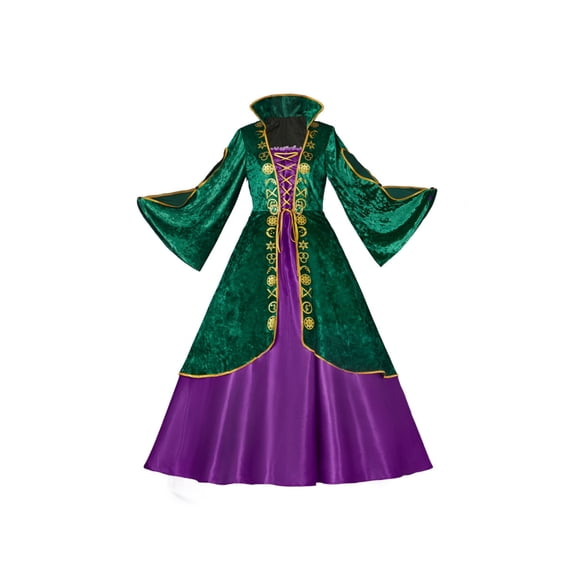 Medieval Green Velvet Dress Witch Dress Robes Outfit Adult for Women