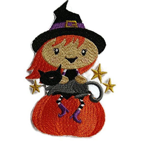 Winifred Witch And Cat Embroidered Iron on/Sew patch [6.72x4.86]