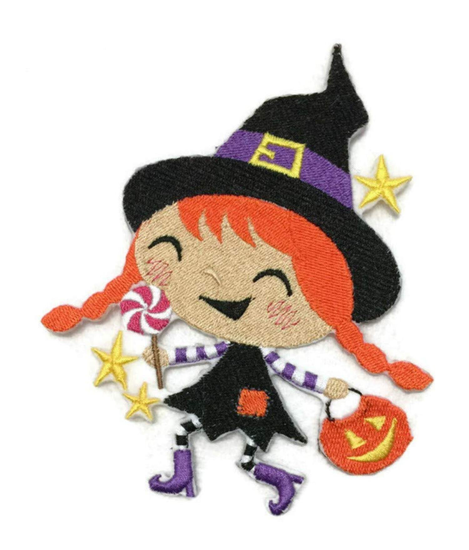 BeyondVision Custom and Unique Happy Halloween [Winifred Witch Goes Trick-or-Treating ] Embroidered Iron on/Sew Patch (4.5" x 3.5") [Made in USA]