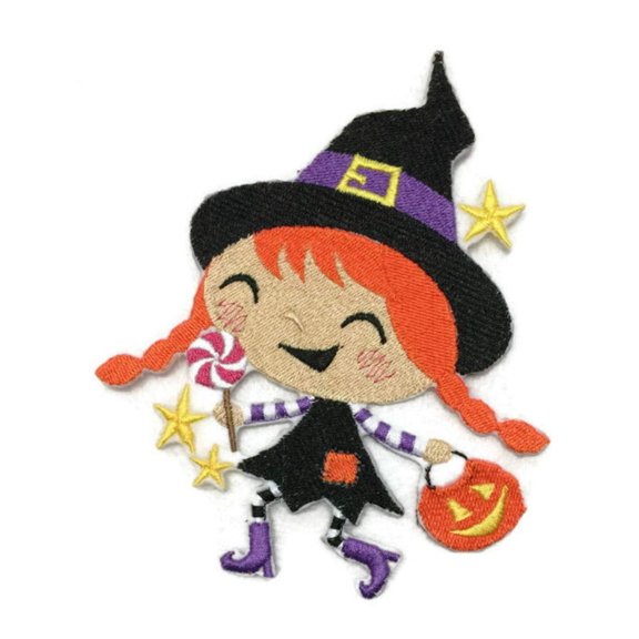 BeyondVision Custom and Unique Happy Halloween [Winifred Witch Goes Trick-or-Treating ] Embroidered Iron on/Sew Patch (4.5" x 3.5") [Made in USA]