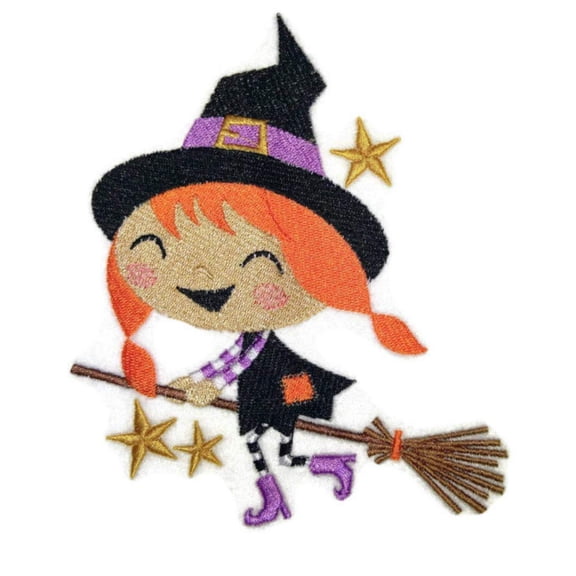 Winifred Witch Rides a Broom Embroidered Iron on/Sew Patch [4.83" X 6.32"]