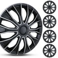 thumbnail image 1 of (4-Pack) Winjet 14 inch Universal Wheel Covers Snap on Hubcaps Full Hub Caps Fit R15 Tire & Steel Rim - Silver Lacquer & Black Lacquer, 1 of 12