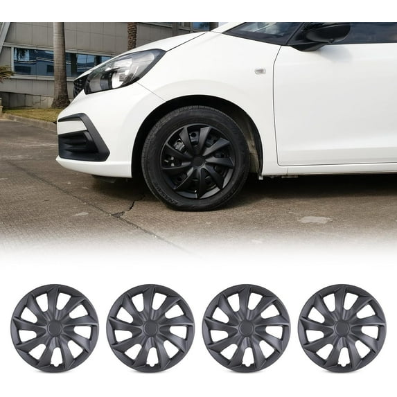 Winjet 16" Wheel Covers & Hub Caps ABS Matte Black,4 Pack