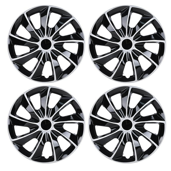 Winjet 17 inch Wheel Covers ABS Silver Lacquer & Black Lacquer,4 Pack