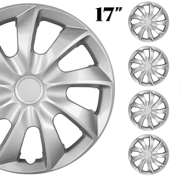 Winjet 17" Wheel Covers & Hub Caps ABS Lacquer Silver,4 Pack