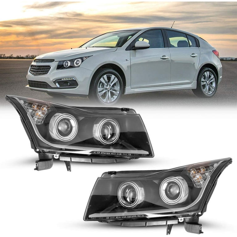 Winjet Headlight Assembly For 2011 2015 Chevy Cruze LED DRL Projector Headlights Black Clear Set Headlamp