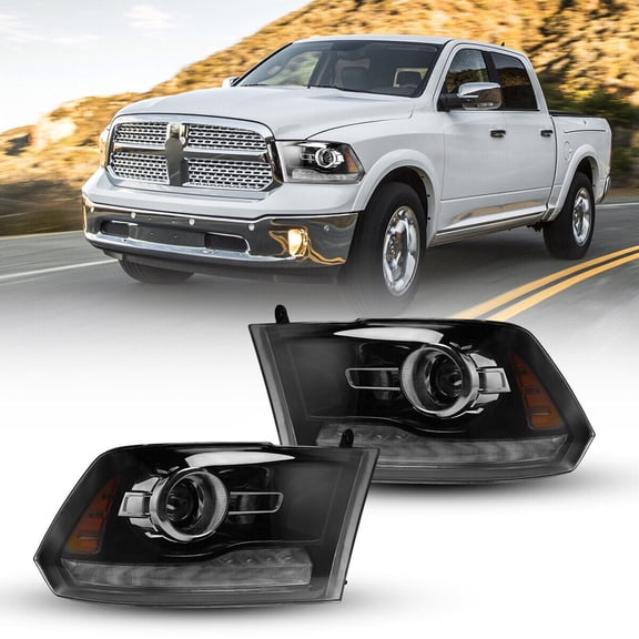 Winjet Headlight Assembly for 2013-2018 Dodge Ram 1500 2500 3500 with Daytime Running LED Light Function,09-18 Dodge Ram Headlight Replacement