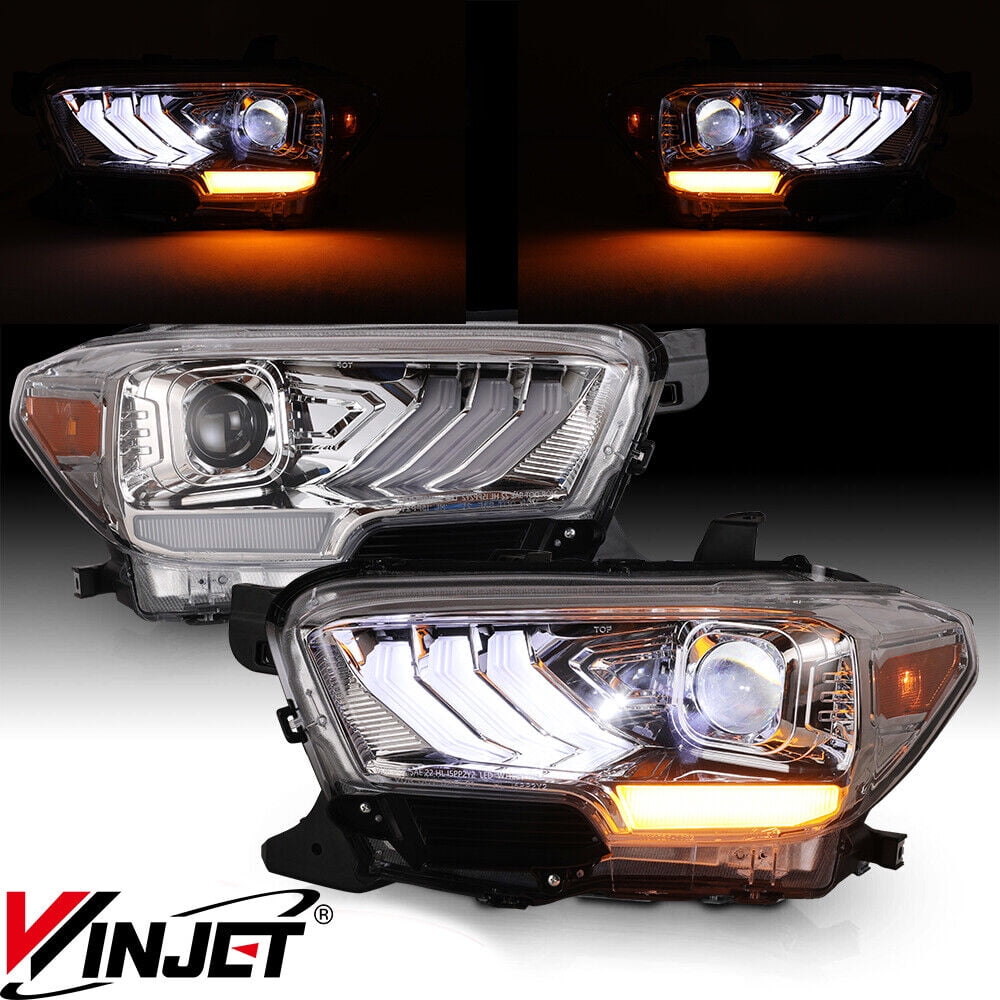 Winjet LED Headlights Assembly Fit For 2016-2019 Toyota Tacoma,Led Headlamp  For 2020-2023 Tacoma (SR, SR5, TRD Sport models only),Pair Tacoma Front
