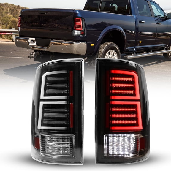 Winjet LED Tail Lights for 2009-2018 Dodge Ram 1500 2500 3500 /2019-2023 Ram 1500 Classic Tail Lamps LED Rear Lights Rear Brake Lamps Assembly Replacement-Clear Lens