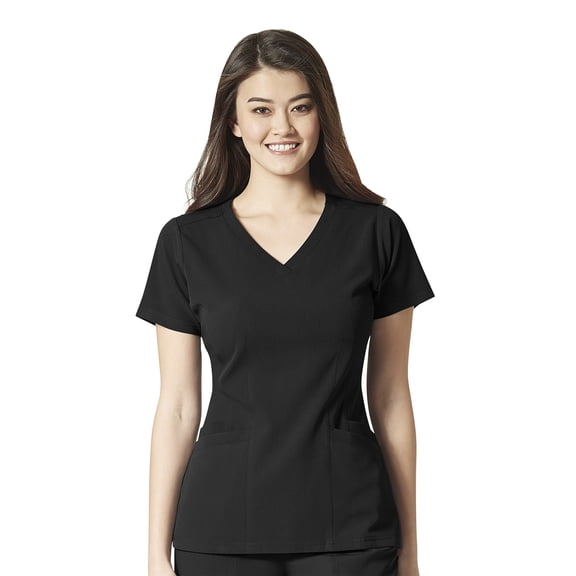 Wink Aero Women's Flex Back V-Neck Scrub Top, Black, L