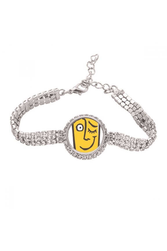 Wink  Face Sketch Face Cartoon Tennis Chain Anklet Bracelet Diamond Jewelry