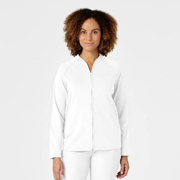 Wink Knits and Layers Women's Fleece Full Zip Jacket, White, 2X