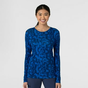 Wink Layers Women's All-over Print Silky Tee, Midnight Mist, S