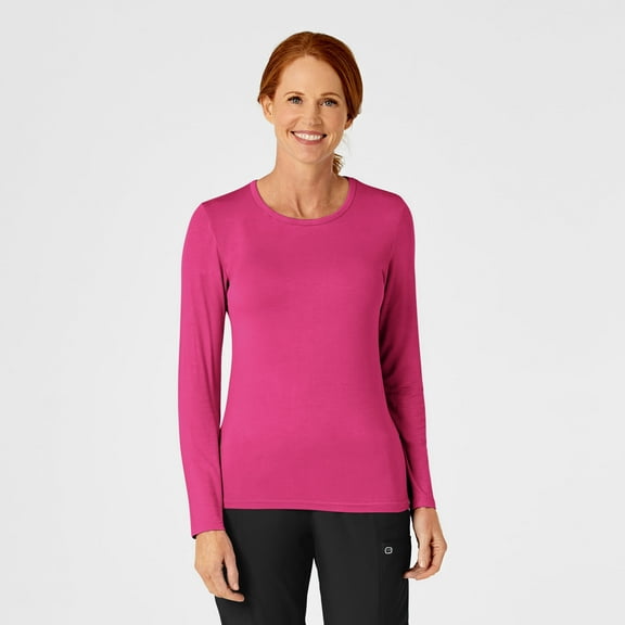 Wink Layers Women's Long Sleeve Silky Tee, Hot Pink, XL Regular