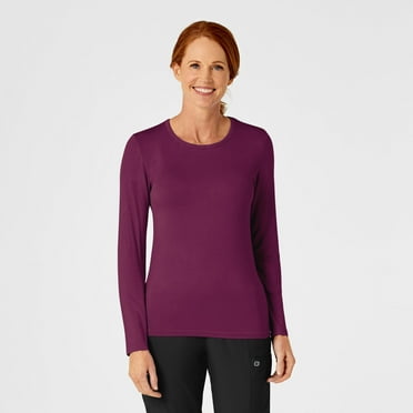 Wink Layers Women's Long Sleeve Silky Tee, Wine, XL Regular