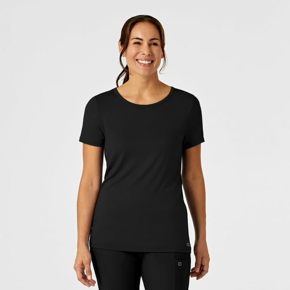 Wink Layers Women's Silky Knit Short Sleeve Tee, Black, M Regular