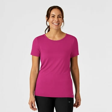 Wink Layers Women's Silky Knit Short Sleeve Tee, Hot Pink, M Regular