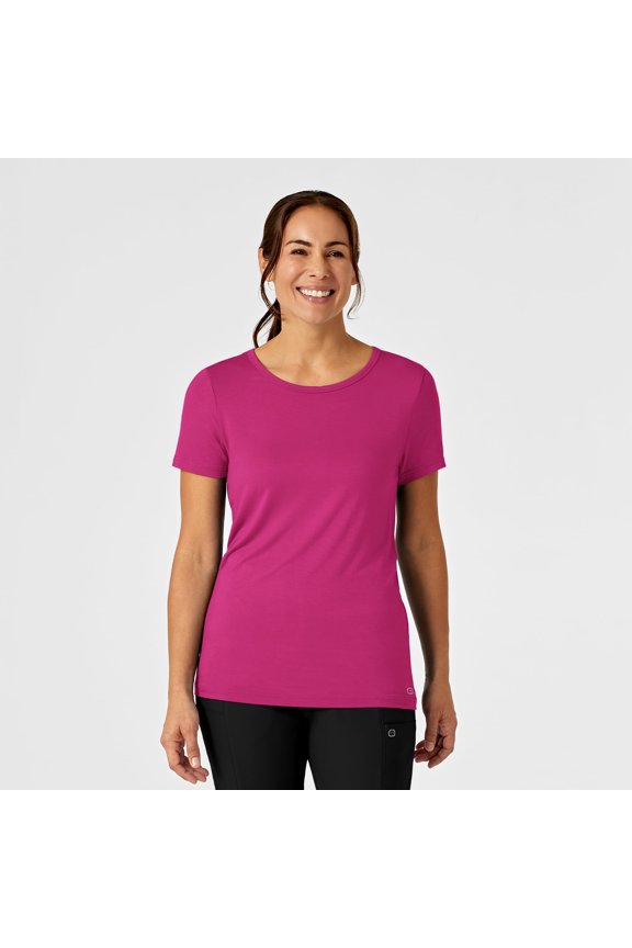 Layers Women's Silky Knit Short Sleeve Tee, Hot Pink, M Regular