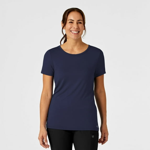 Wink Layers Women's Silky Knit Short Sleeve Tee, Navy, 2X Womens Plus