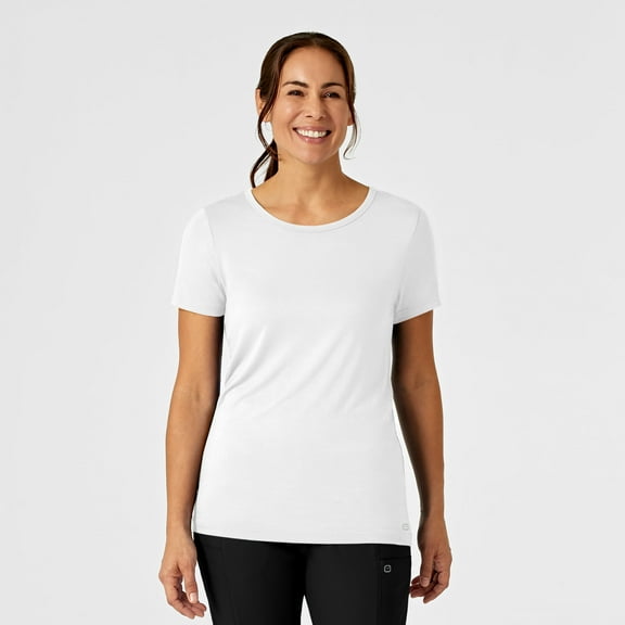 Wink Layers Women's Silky Knit Short Sleeve Tee, White, XS Regular