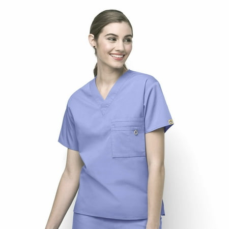 Wink Origins Alpha-Unisex V-Neck Scrub Top, Ceil Blue, 2X Adult General Extended