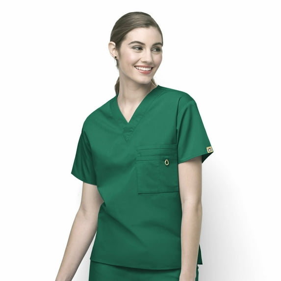 Wink Origins Alpha-Unisex V-Neck Scrub Top, Hunter Green, 3X