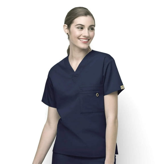 Wink Origins Alpha-Unisex V-Neck Scrub Top, Navy, XS Regular