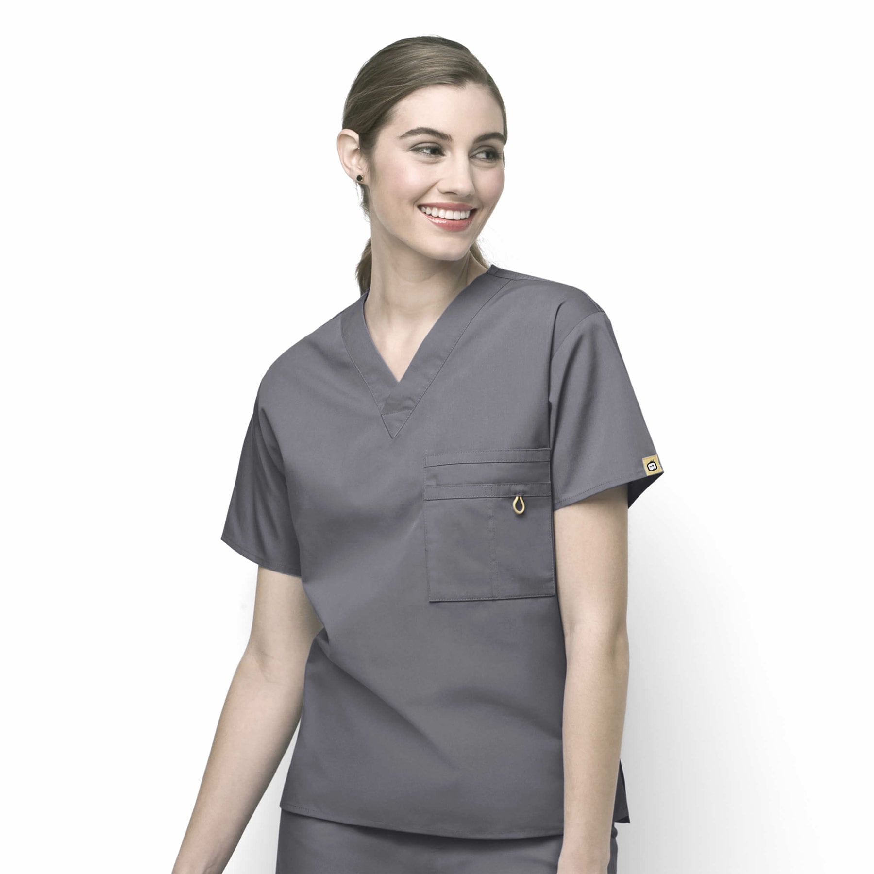 Wink Origins Alpha-Unisex V-Neck Scrub Top, Navy, S