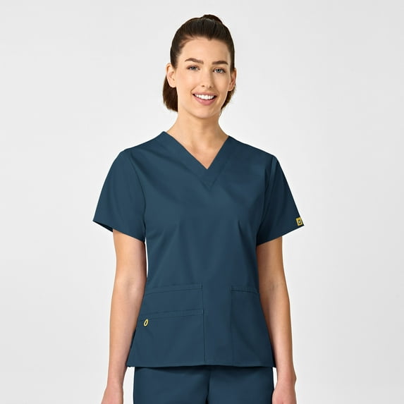 Wink Origins Bravo-Women's V-Neck Scrub Top, Caribbean Blue, M Regular