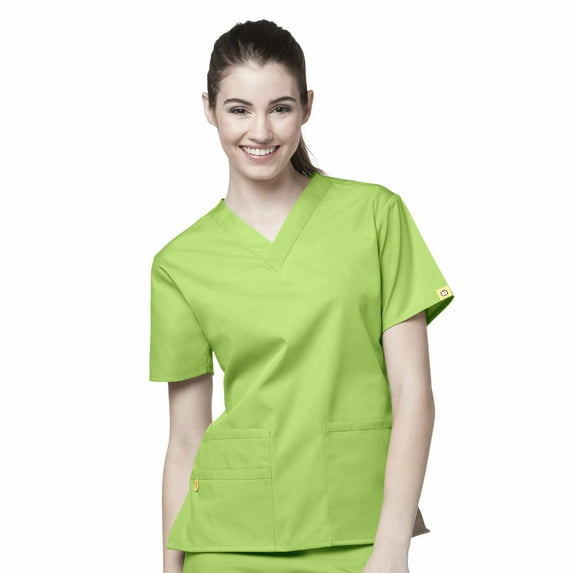 Wink Origins Bravo-Women's V-Neck Scrub Top, Green Apple, XXS Regular