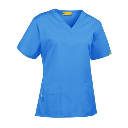 Wink Origins Bravo-Women's V-Neck Scrub Top, Malibu Blue, 3X Womens Plus
