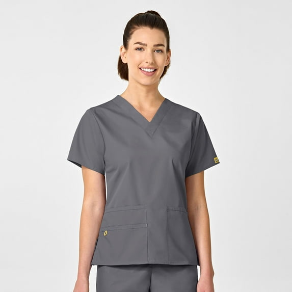 Wink Origins Bravo-Women's V-Neck Scrub Top, Pewter, 4X