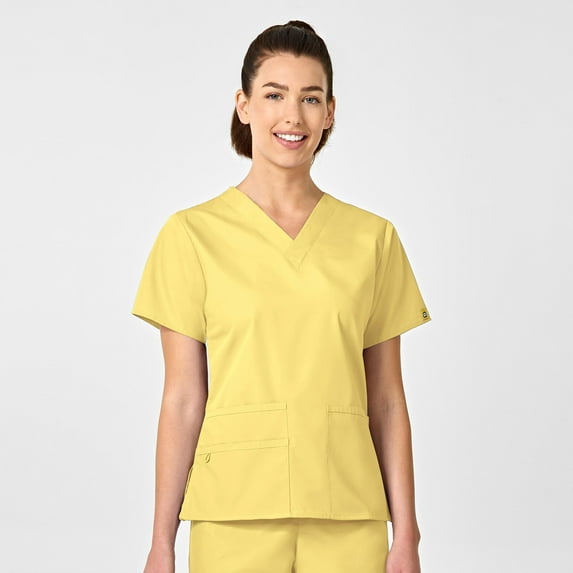 Wink Origins Bravo-Women's V-Neck Scrub Top, Yellow, 3X Womens Plus
