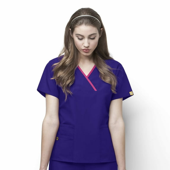 Wink Origins Charlie-Women's Y-Neck Fashion Scrub Top, Grape, 4X Womens Plus