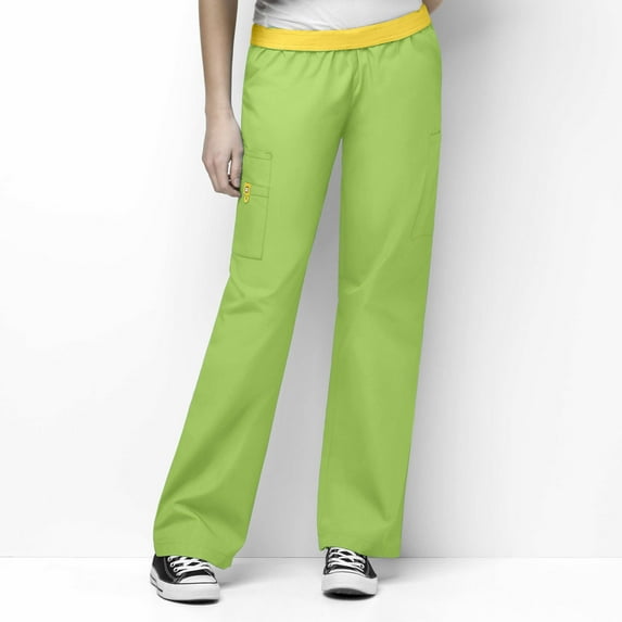 Wink Origins Quebec -Women's Full Elastic Cargo Scrub Pant, Green Apple, 3X