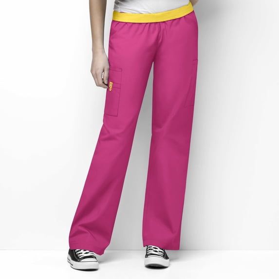 Wink Origins Quebec -Women's Full Elastic Cargo Scrub Pant, Hot Pink, XL Petite