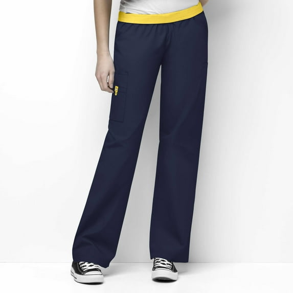 Wink Origins Quebec -Women's Full Elastic Cargo Scrub Pant, Navy, 5X